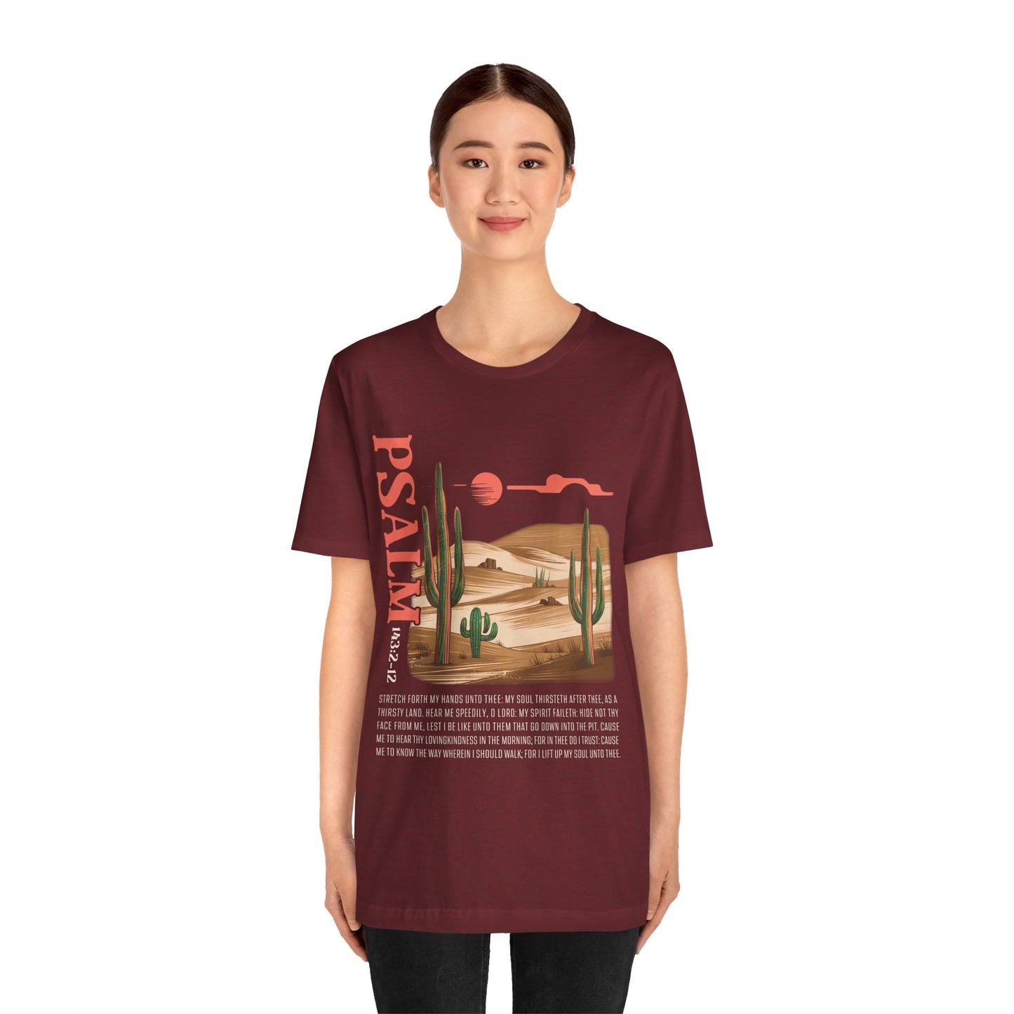 Psalm 143:2–12 Boho Retro Western Christian Howdy Jesus T-Shirt, Desert-Inspired Scripture Tee