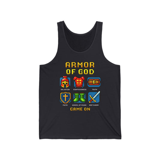 Armor of God Pixel Tank – Christian Video Game Faith Unisex Jersey for Youth & Adults