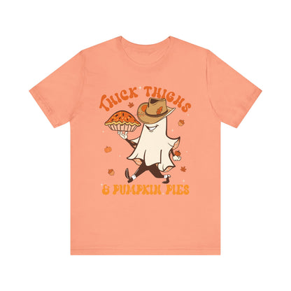 Thick Thighs Pumpkin Pies Shirt – Funny Howdy Ghost Western Halloween Tee
