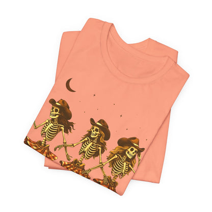 Skeleton Cowgirls Shirt Line Dancing Western Halloween Rodeo Tee