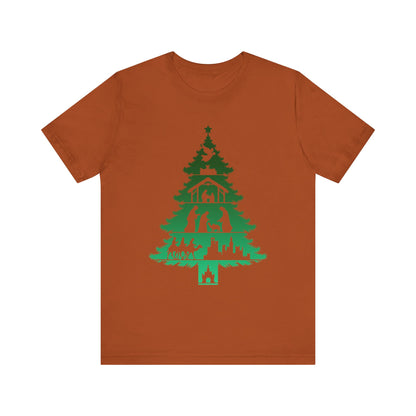 Nativity Christmas Tree Shirt – Christian Faith Holiday Pajama Top Tee