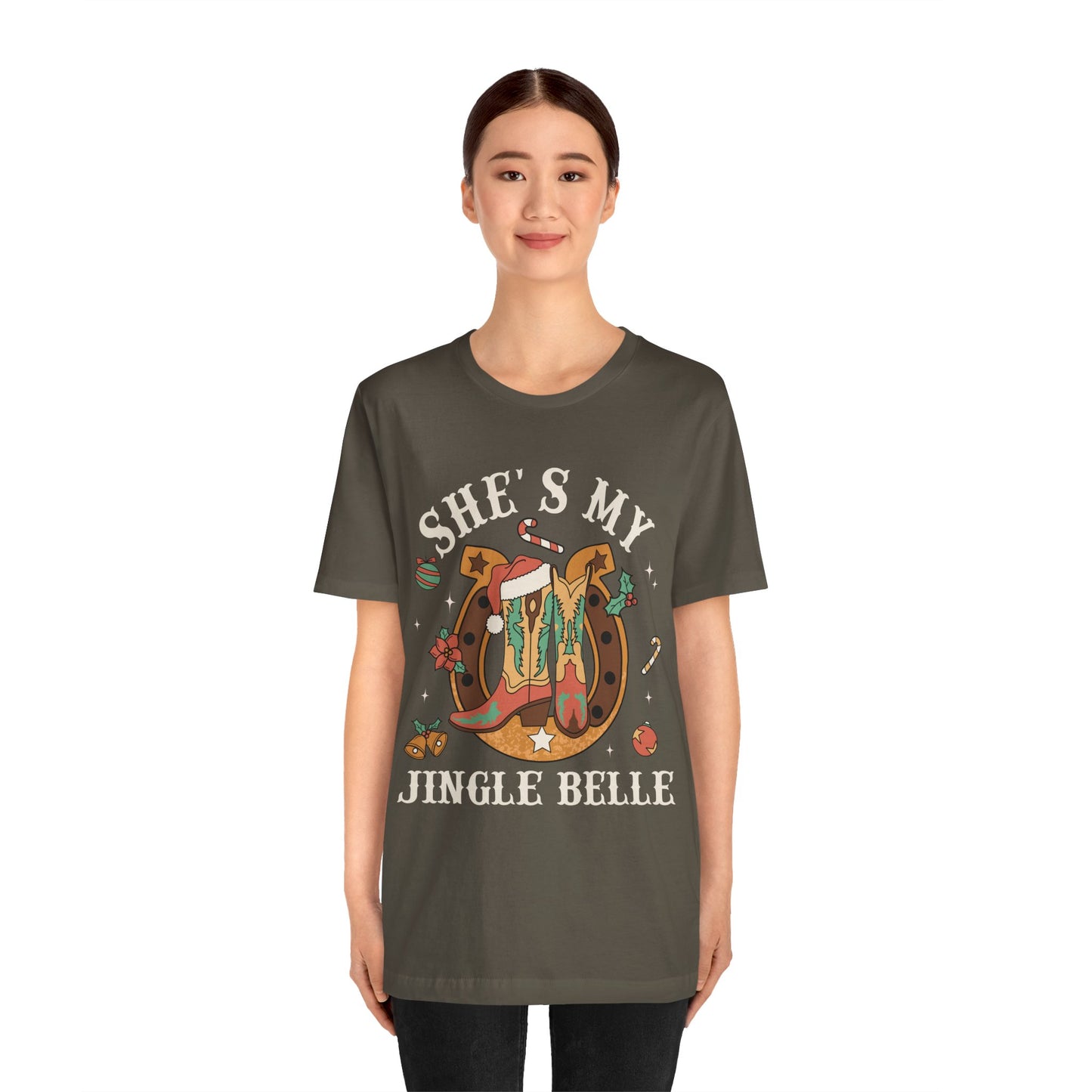 She’s My Jingle Bell Shirt – Cute Western Cowboy Cowgirl Matching Christmas Tee