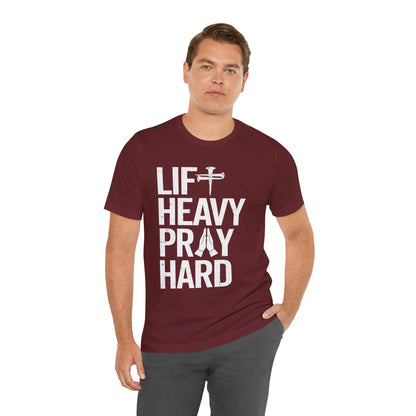 Lift Heavy Pray Hard Cross Nails Trendy Christ Gym Vintage T-Shirt