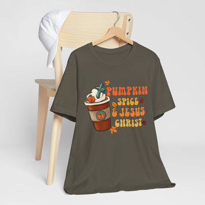 Pumpkin Spice Latte & Jesus Christ Shirt – Groovy Christian Fall Thanksgiving Tee