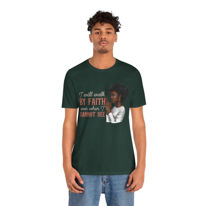 I Will Walk by Faith Shirt – Black Woman Praying Christian Bible Verse Tee