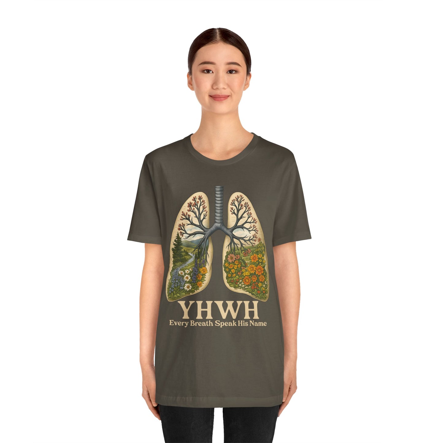YHWH Every Breath Speaks His Name Shirt – Christian Forest Lungs Tee
