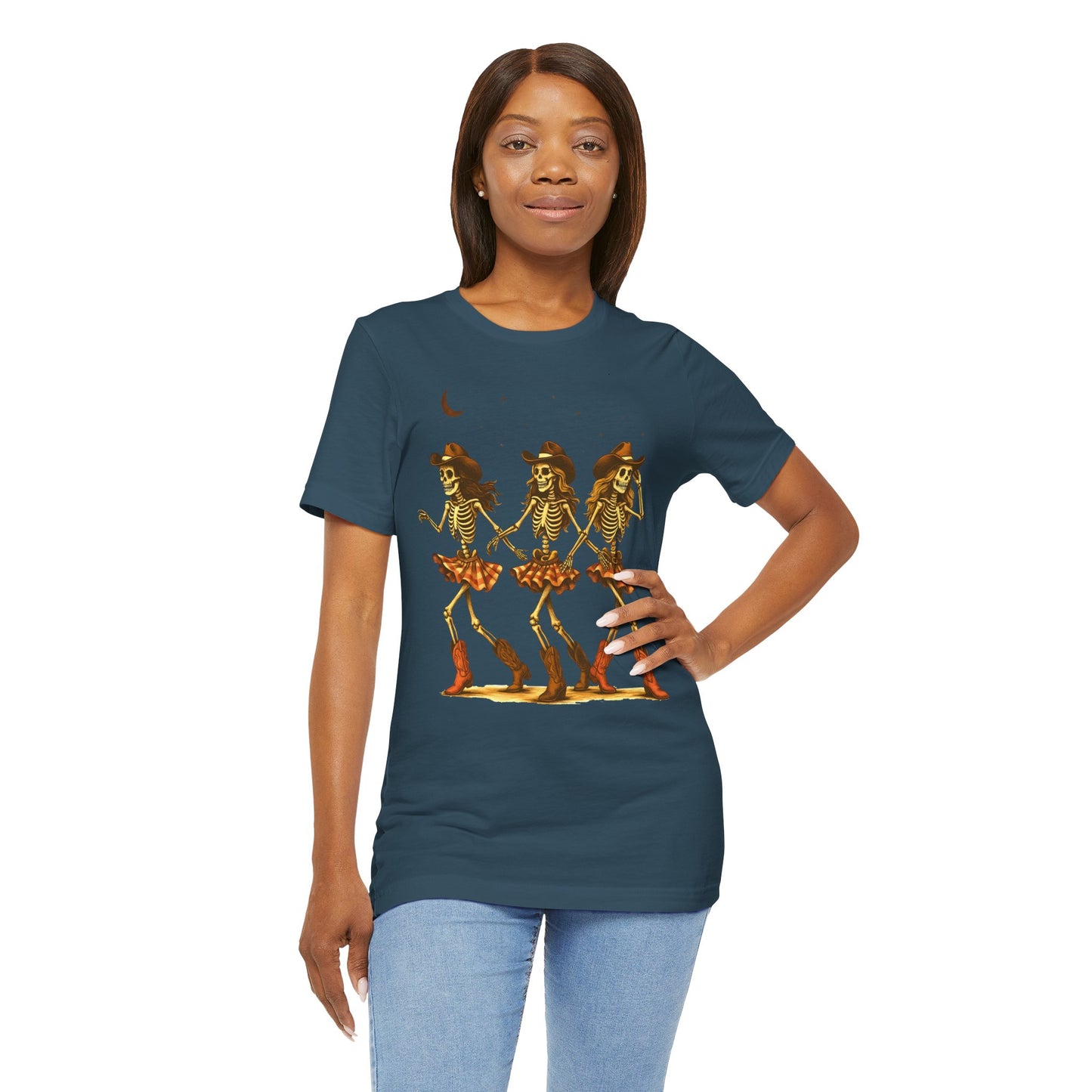 Skeleton Cowgirls Shirt Line Dancing Western Halloween Rodeo Tee