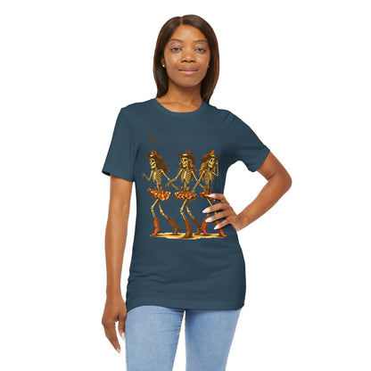 Skeleton Cowgirls Shirt Line Dancing Western Halloween Rodeo Tee