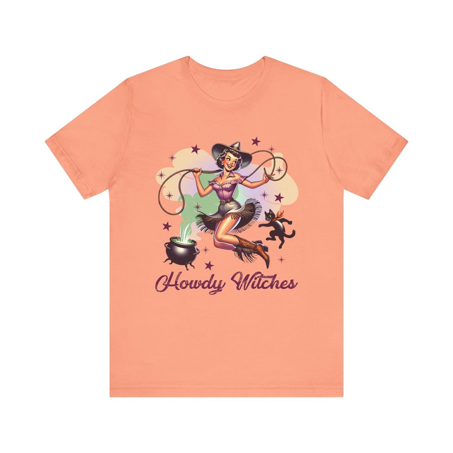 Howdy Witches Cowgirl Halloween Rodeo Western Black Cat T-Shirt