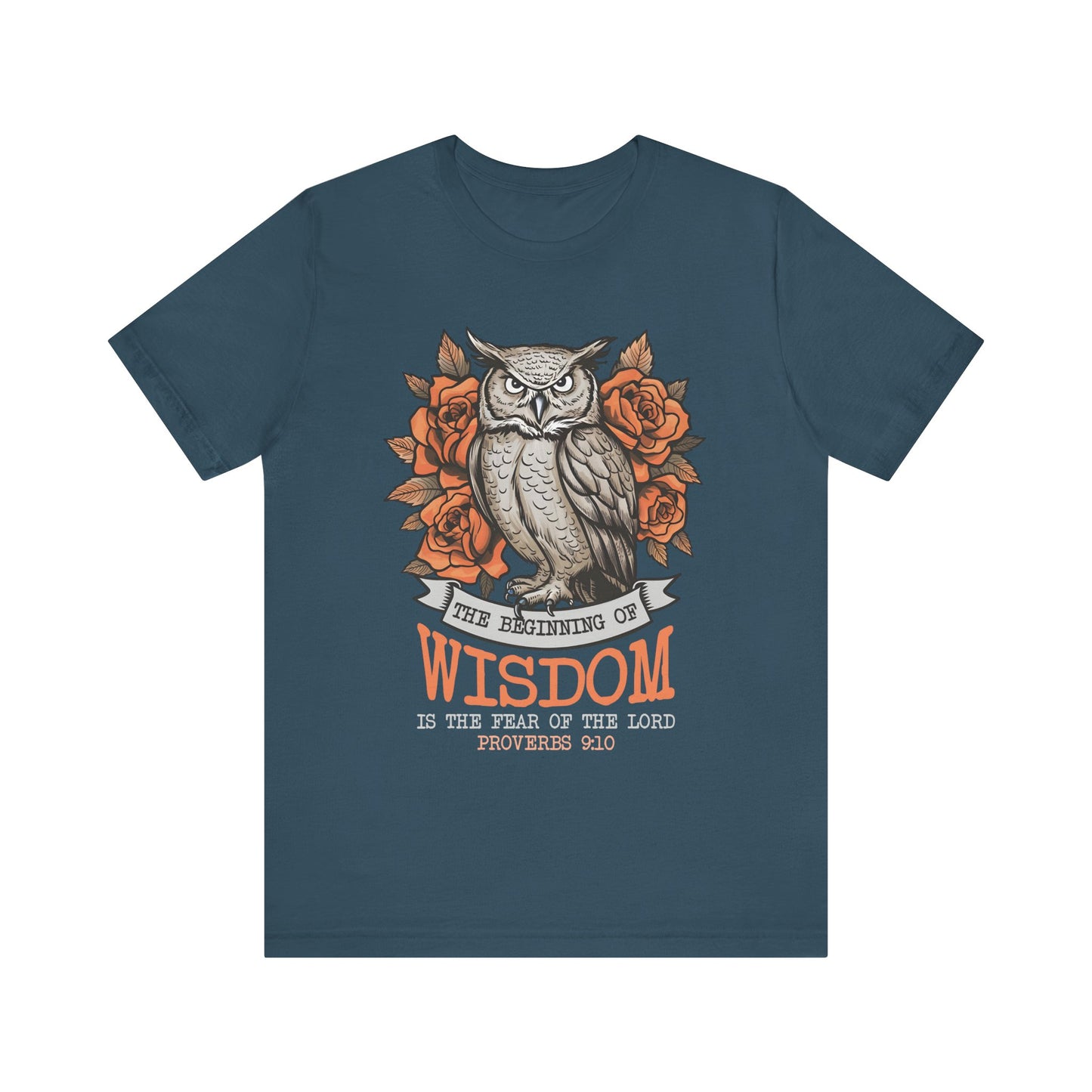 The Beginning of Wisdom Shirt – Boho Owl Flowers Christian Proverbs 9:10 Tee