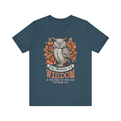 The Beginning of Wisdom Shirt – Boho Owl Flowers Christian Proverbs 9:10 Tee