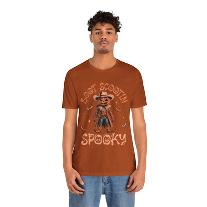 Boot Scootin’ Spooky Shirt – Funny Cowboy Pumpkin Head Western Halloween Tee