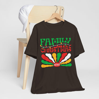 Family Christmas 2025 Shirt – Retro Groovy Matching Holiday Sunburst Tee