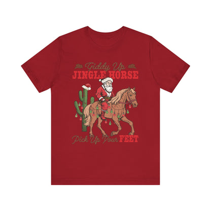 Giddy Up Jingle Horse Shirt – Retro Howdy Christmas Western Cowboy Holiday Tee