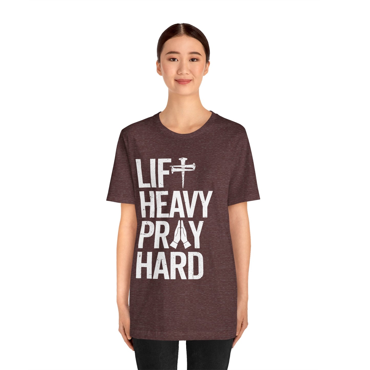 Lift Heavy Pray Hard Cross Nails Trendy Christ Gym Vintage T-Shirt