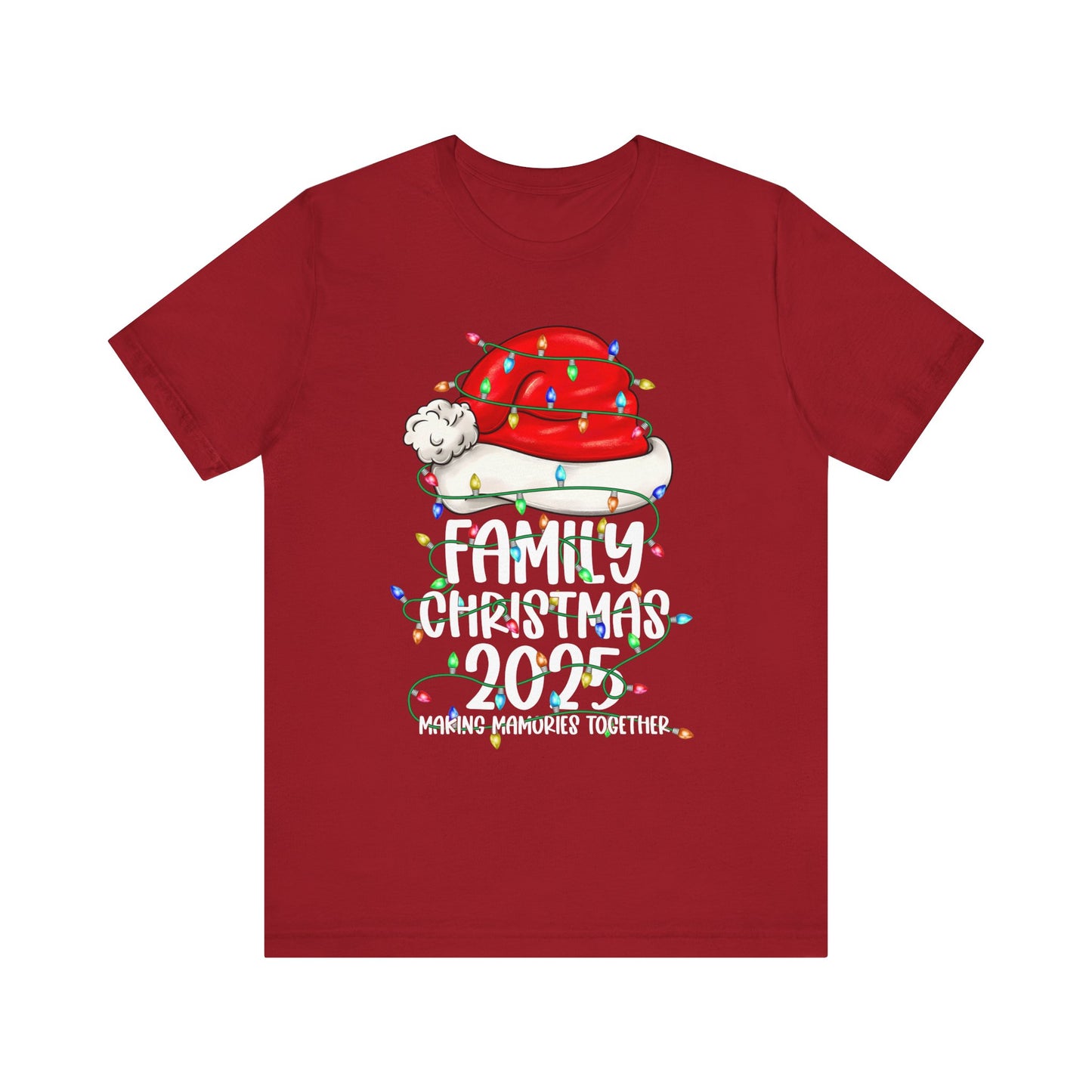 Family Christmas 2025 Shirt – Santa Hat & String Lights Matching Holiday Tee