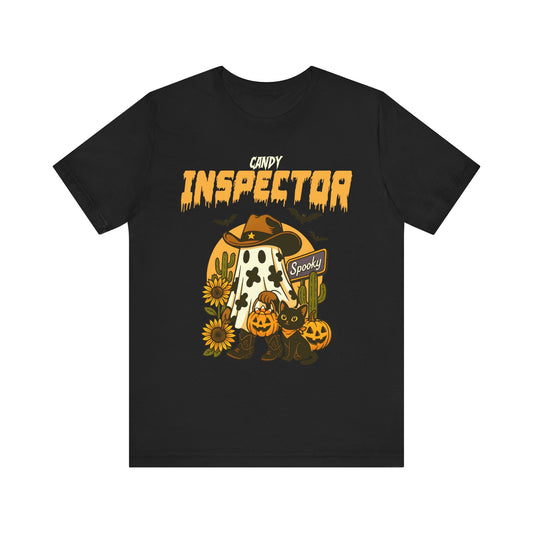 Candy Inspector Shirt – Western Ghost Cowboy Halloween Trick-or-Treat Tee