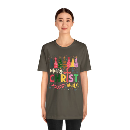 Retro Rustic Merry Christmas Shirt – Christian Cross Jesus Faith Holiday Tee