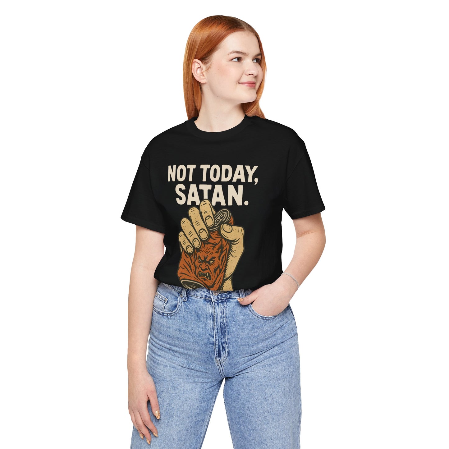 Not Today Satan Shirt – Funny Christian Faith Halloween Anti-Devil Tee