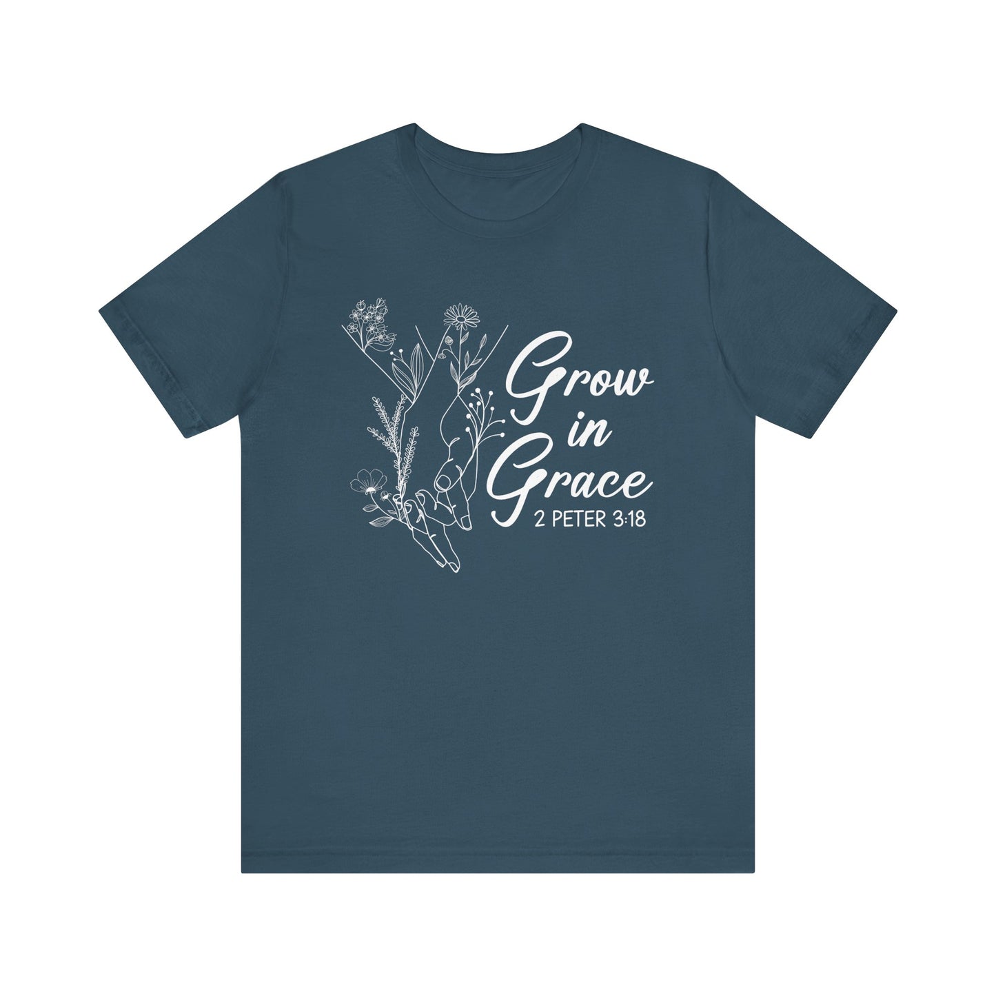 Grow in Grace Shirt – 2 Peter 3:18 Floral Christian Faith Bible Verse Tee