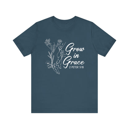Grow in Grace Shirt – 2 Peter 3:18 Floral Christian Faith Bible Verse Tee