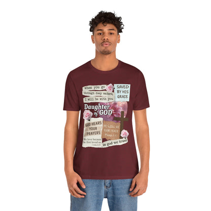 Daughter of God Shirt – Christian Floral Bible Verse Encouraging Faith Tee for Women