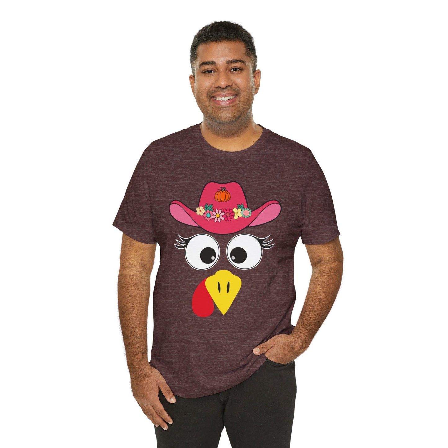 Thanksgiving Matching Couples Shirt Funny Turkey Face Cowboy Cowgirl Tee