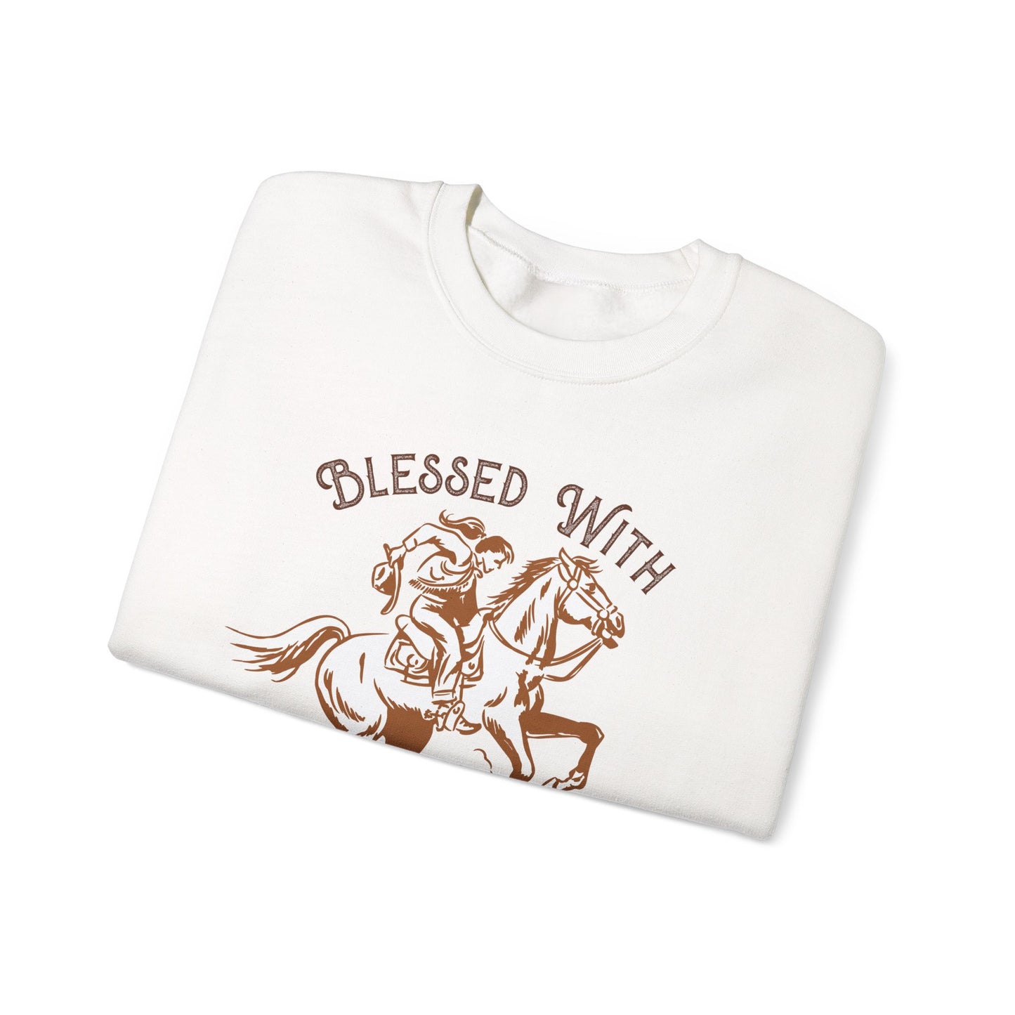 Blessed with a Cowgirl Sweatshirt – Retro Christian Western Rodeo Pullover