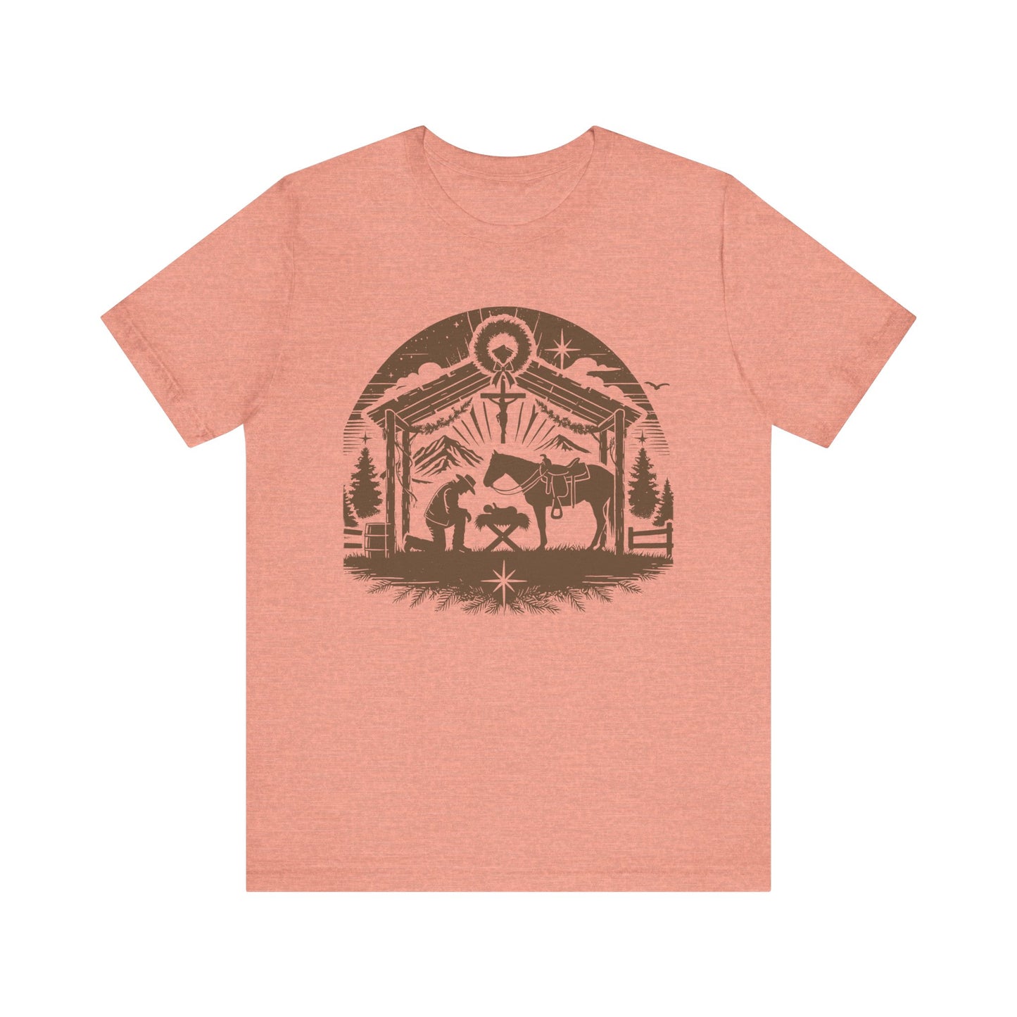 Praying Cowboy Christmas Shirt – Western Nativity Christian Holiday Tee