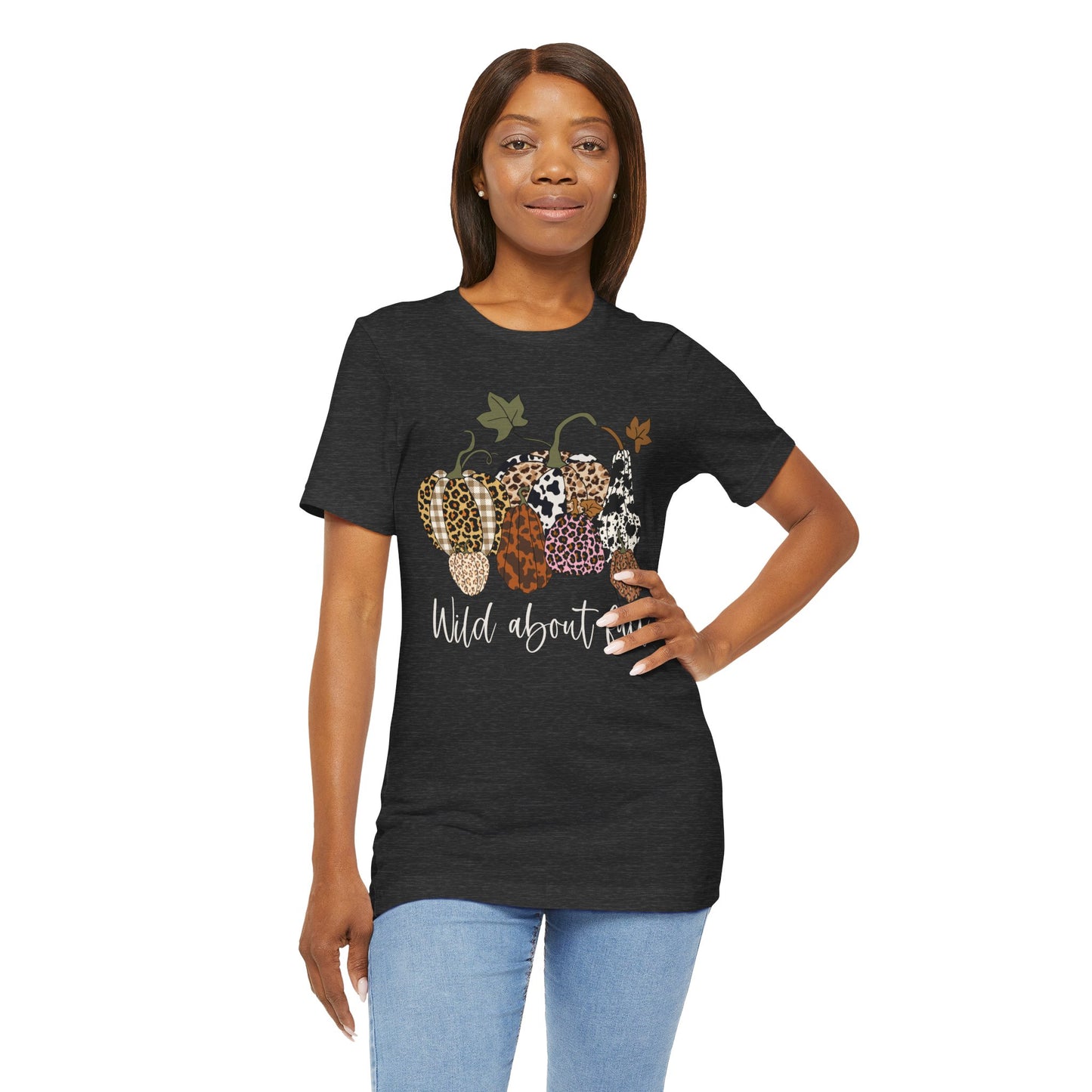Wild About Fall Shirt – Pumpkin Leopard Plaid Autumn Thanksgiving Tee