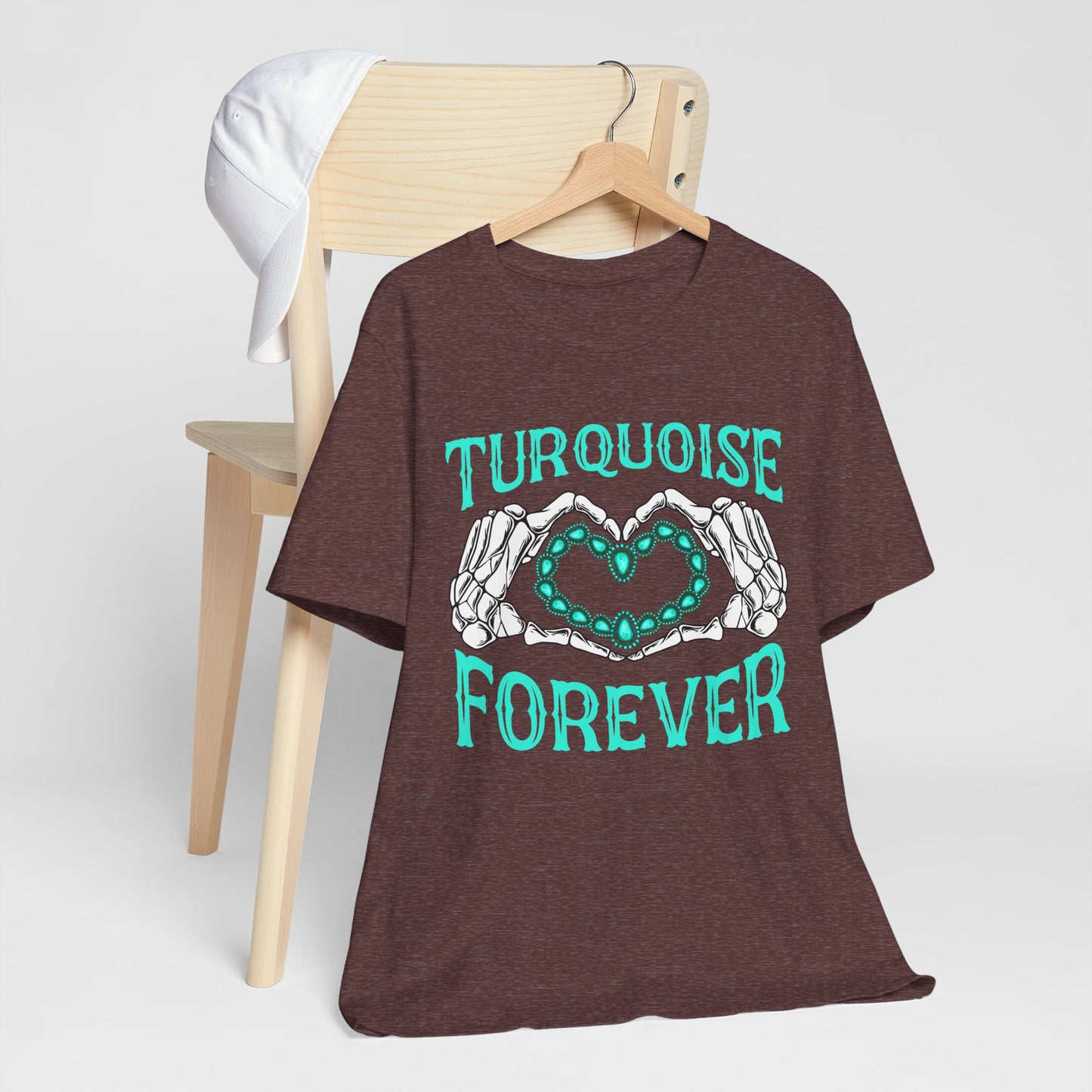 Western Turquoise Forever Shirt – Gemstone Skeleton Hand Heart Rodeo Tee