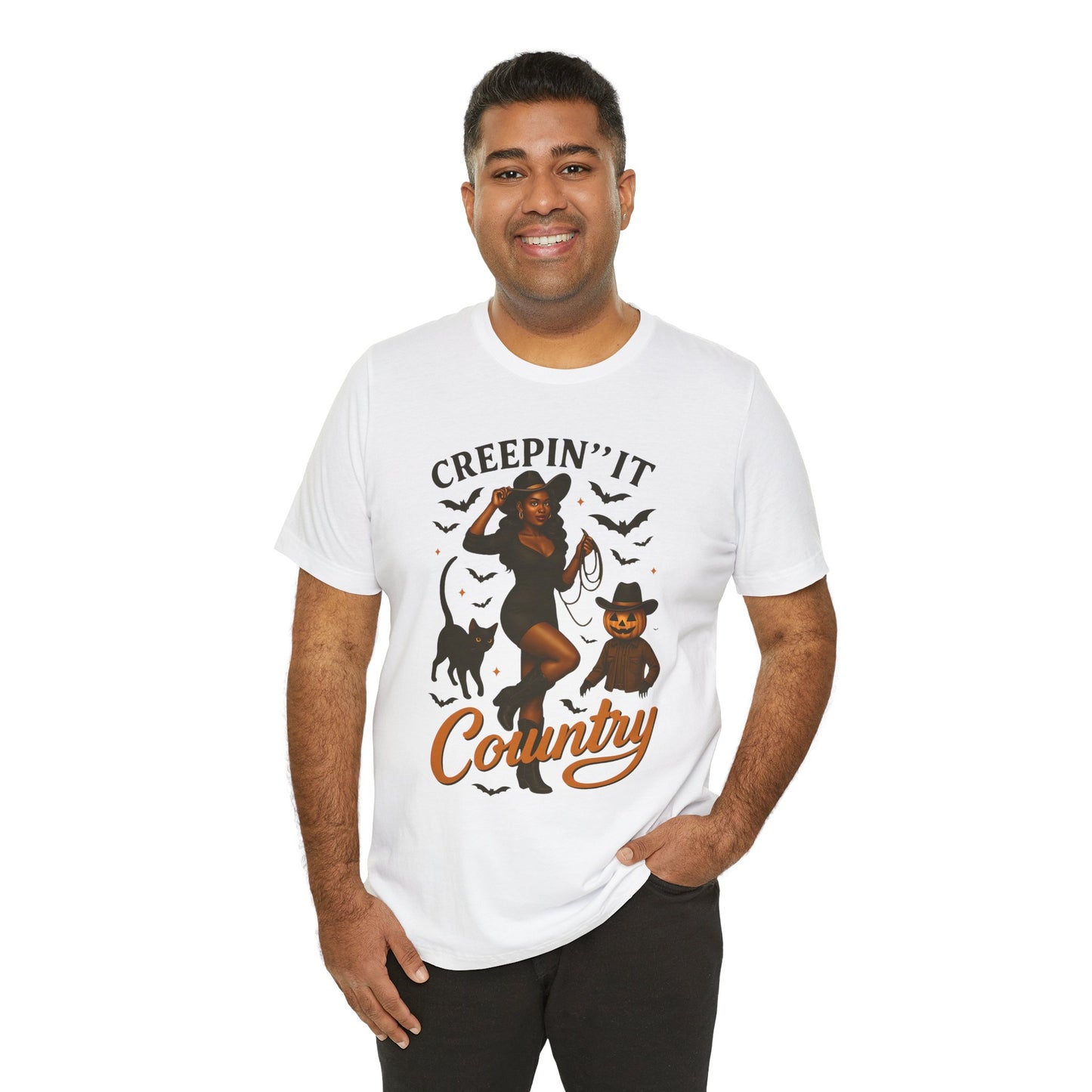 Creepin’ It Country Shirt – Spooky Cowgirl Pumpkin Western Halloween Tee