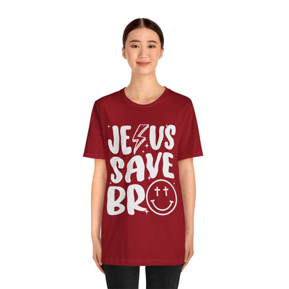 Jesus Saves Bro Shirt – Funny Retro Christian Cross Christmas Faith Tee