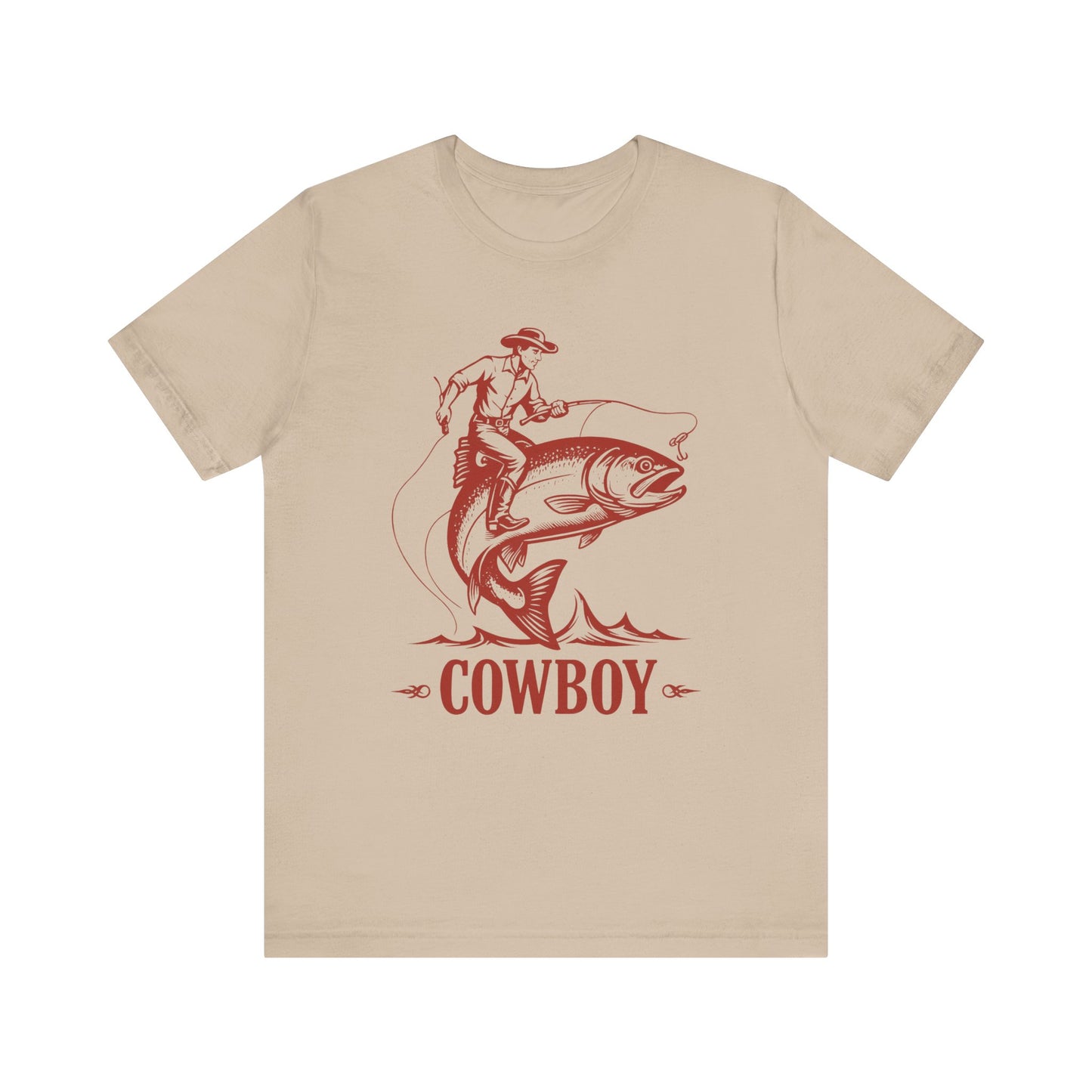 Cowboy Riding a Giant Fish Shirt – Vintage Western Fishing Rodeo Tee