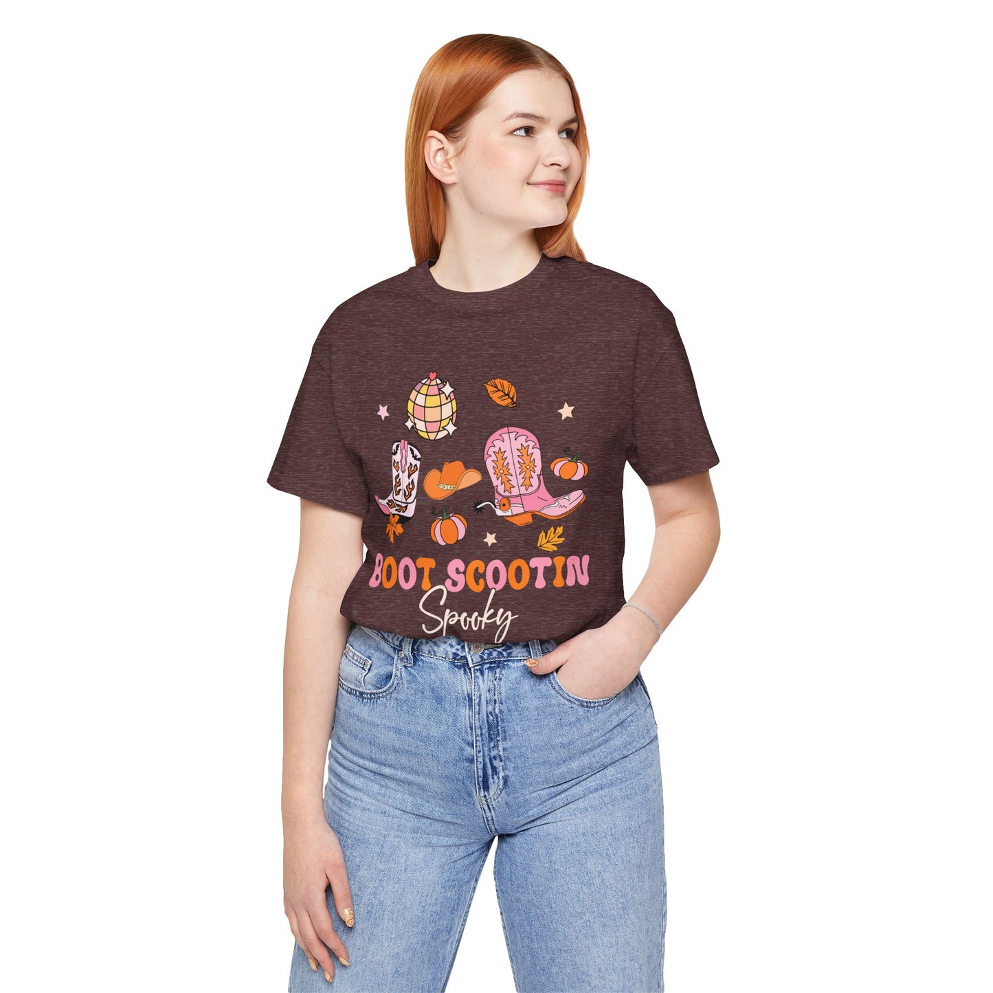 Boot Scootin Spooky Howdy Western Halloween Thanksgiving T-Shirt, Retro Cowgirl Fall Tee