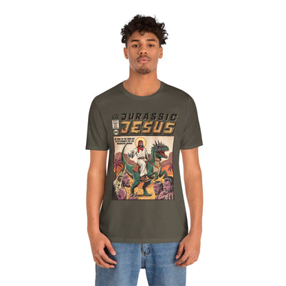 Jurassic Jesus Shirt – Dino-Riding Savior Comic Book Christian Tee