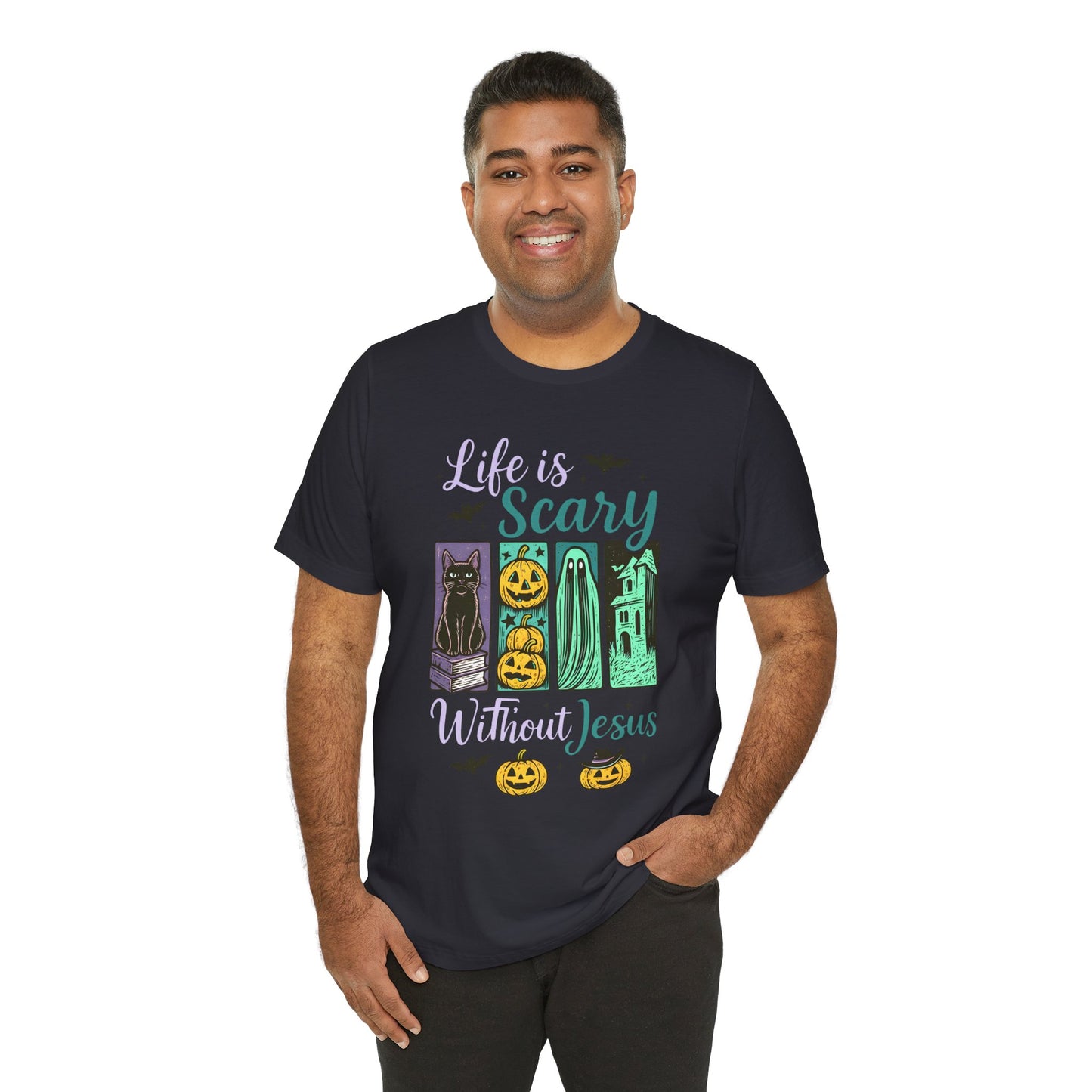 Life Is Scary Without Jesus Shirt – Christian Retro Halloween Faith Tee