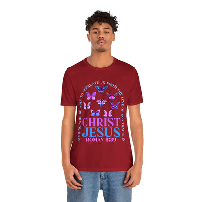 The Love of God in Christ Jesus Shirt – Boho Butterfly Romans 8:39 Faith Tee