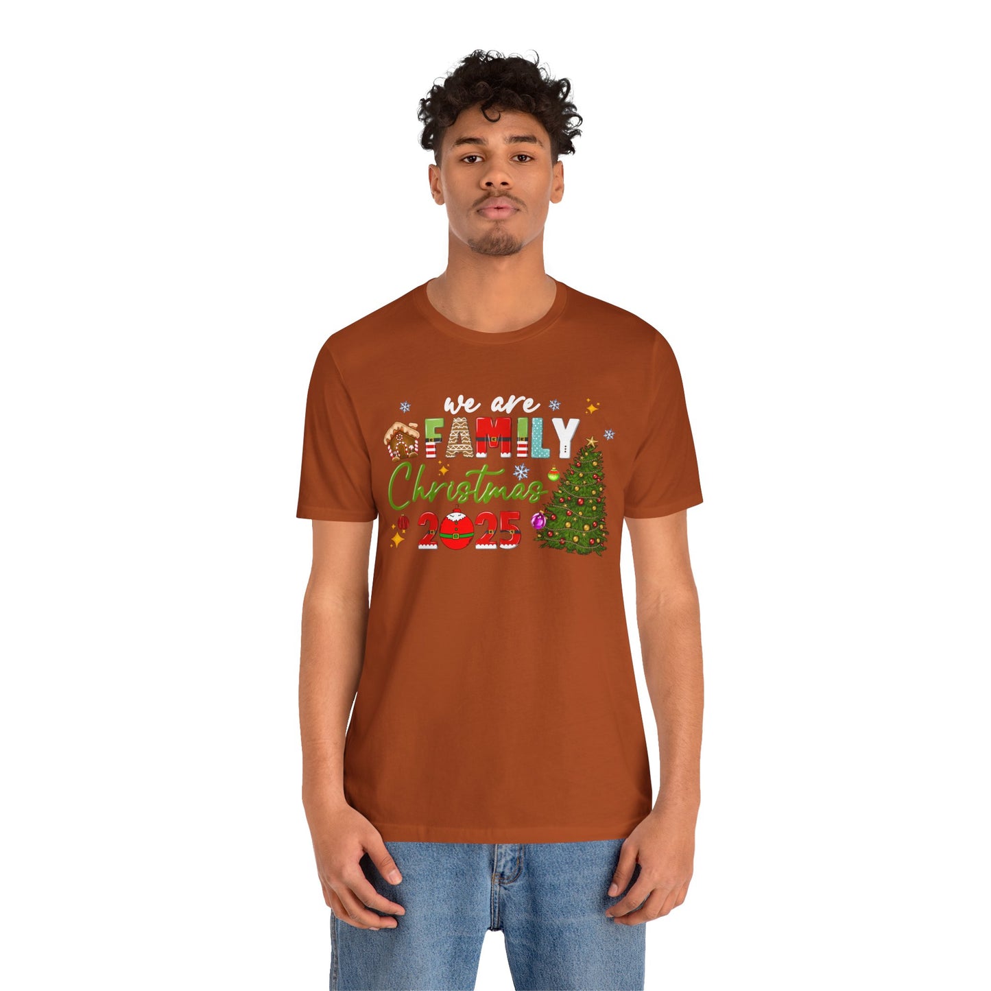 We Are Family Christmas Shirt – Matching Holiday Tee with Christmas Tree Lights