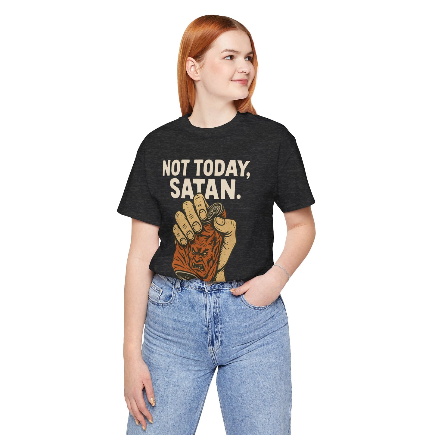 Not Today Satan Shirt – Funny Christian Faith Halloween Anti-Devil Tee