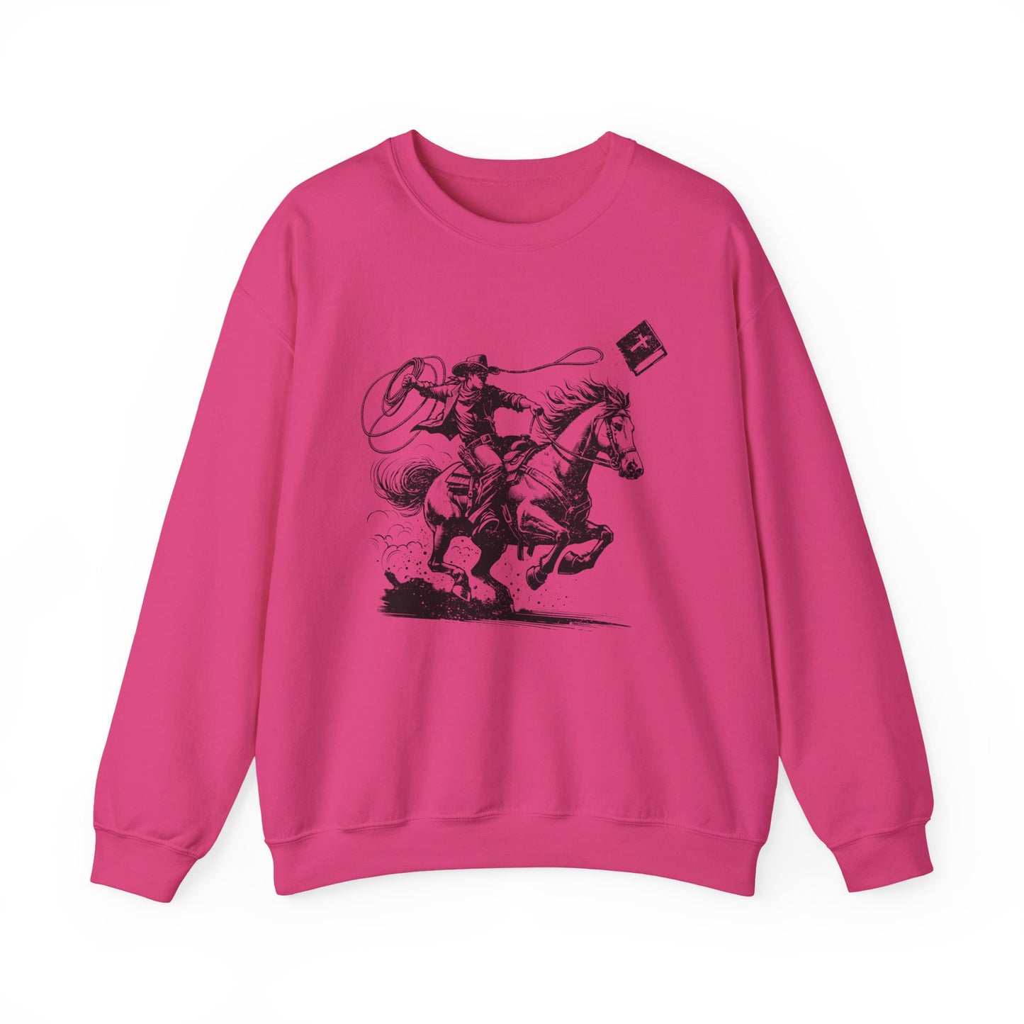 Retro Cowboy Riding Horse Sweatshirt – Christian Scripture Western Rodeo Pullover