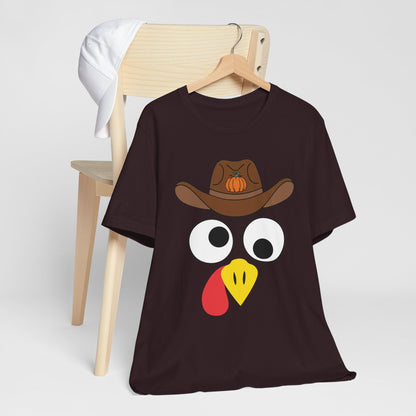 Thanksgiving Couples Turkey Face Shirt – Funny Cowboy & Cowgirl Matching Tee