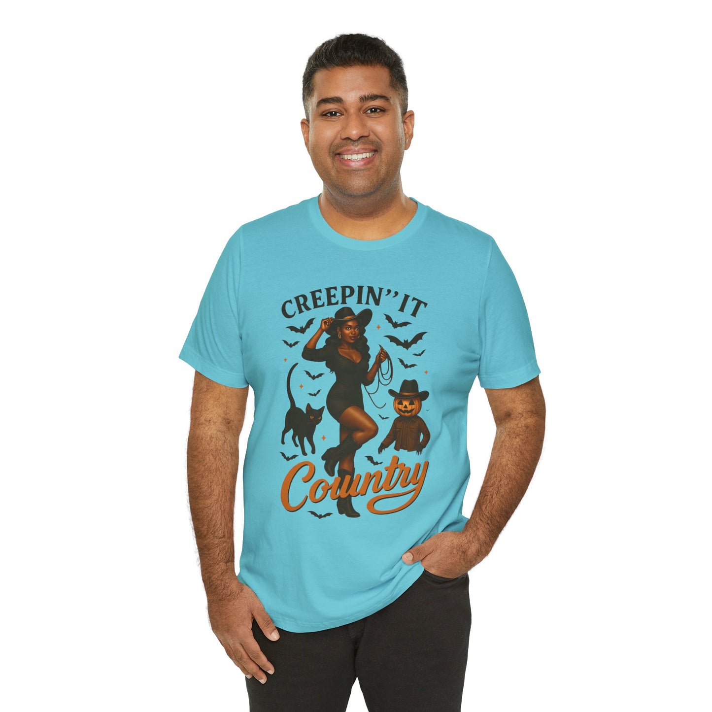 Creepin’ It Country Shirt – Spooky Cowgirl Pumpkin Western Halloween Tee