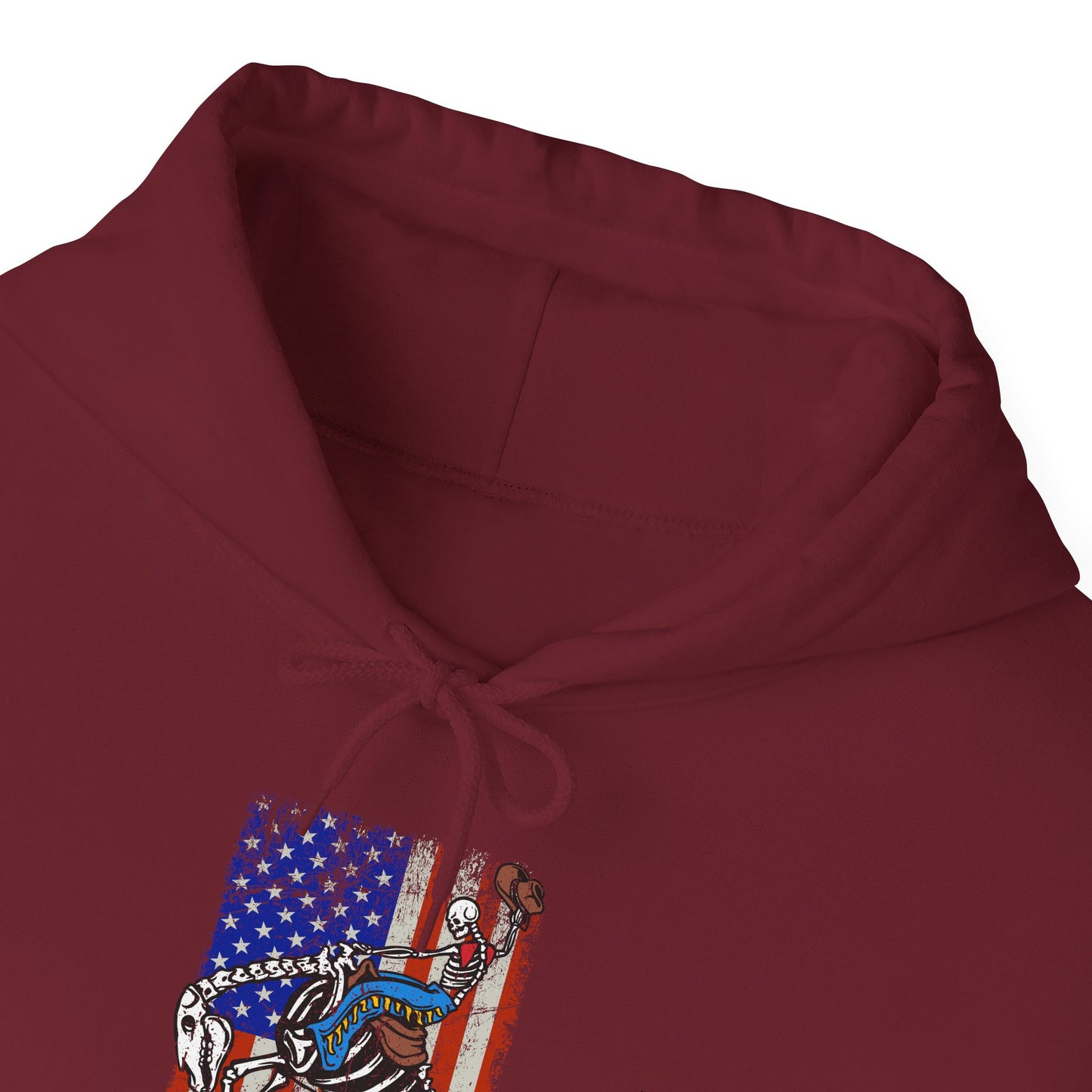 US Flag Skeleton Cowboy Hoodie – Western Horse Riding Rodeo Pullover