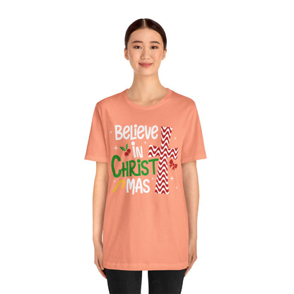 Believe in Christ Christmas Shirt – Christian Faith Jesus Cross Holiday Tee