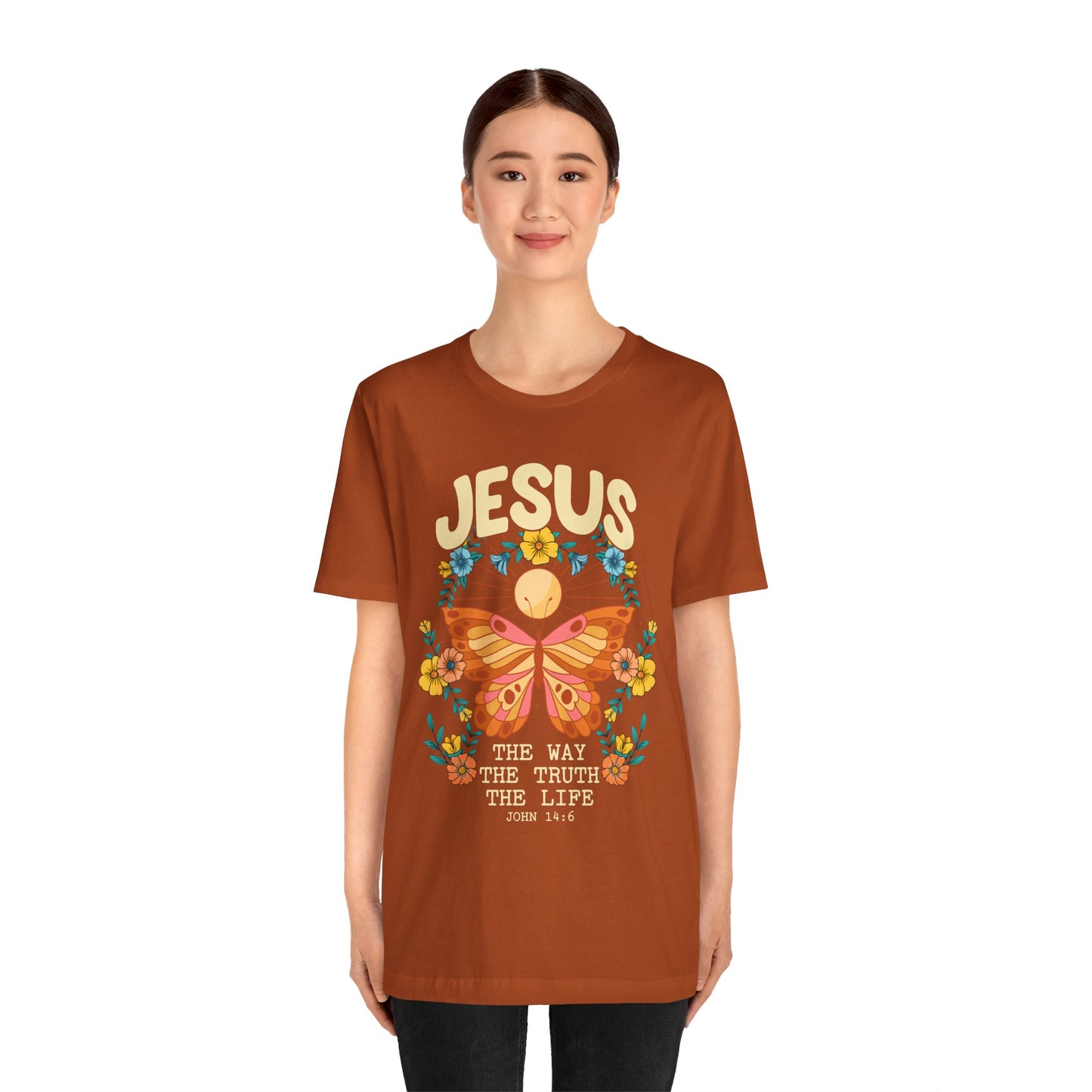 Jesus Butterfly Wildflower Shirt – John 14:6 Scripture Floral Christian Tee