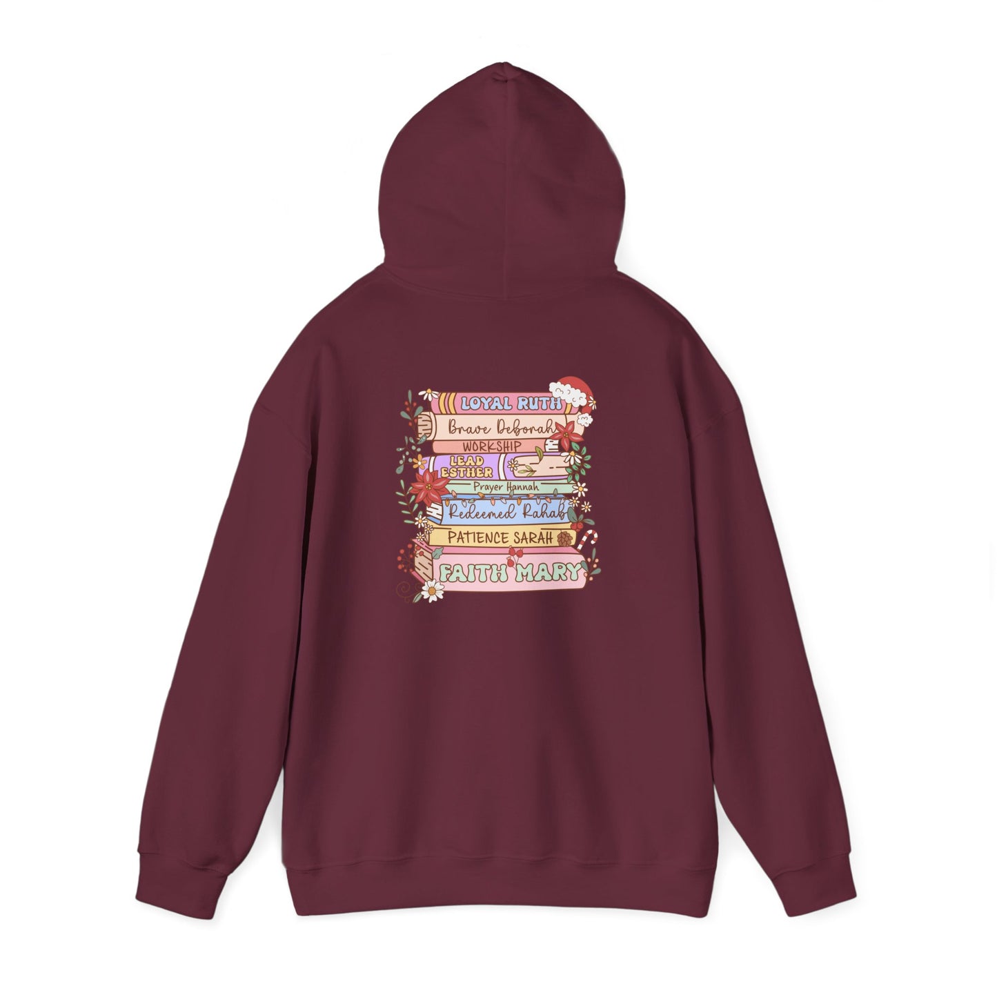 Christmas Bible Verse Hoodie – Christian Faith Jesus Book & Flowers Holiday Pullover