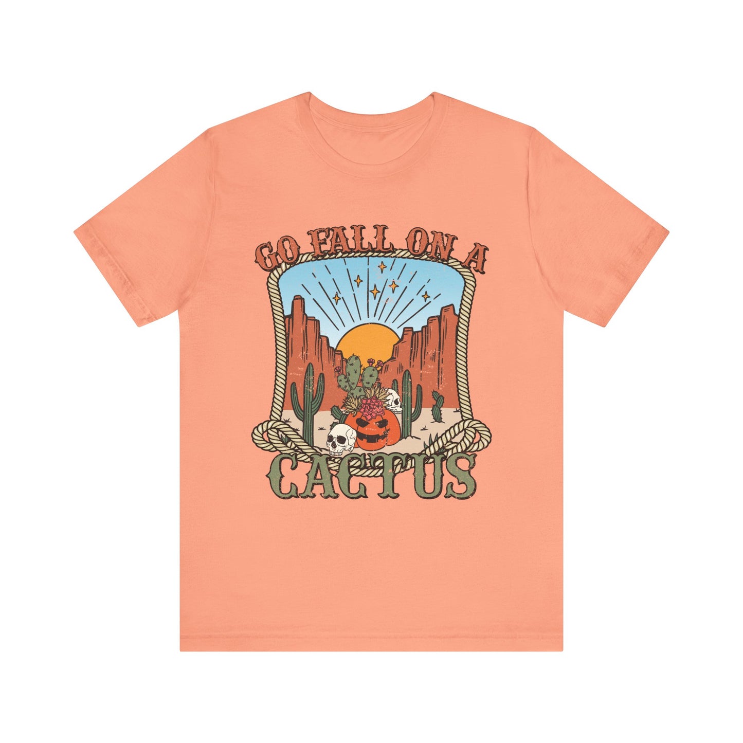 Go Fall On A Cactus Shirt Funny Western Pumpkin Halloween Howdy Tee
