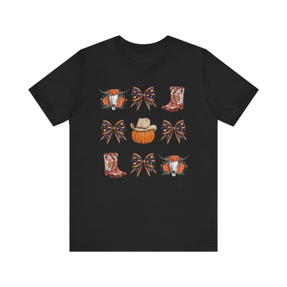 Western Halloween Cowgirl Shirt Boots & Pumpkin Skull Rodeo Tee