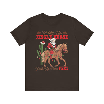 Giddy Up Jingle Horse Shirt – Retro Howdy Christmas Western Cowboy Holiday Tee